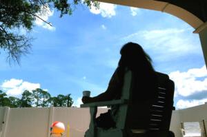 The patio at the Senior Care Unit is a great place to relax, meditate or partipate in group activities.